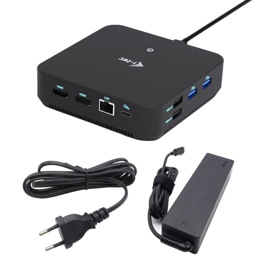 i-tec Usb-C Dp Dual Hdmi Docking Station With Power Delivery 100 W + Universal Charger 100W Wired Usb 3.2 Gen 2 (3.1 Gen 2) Type-C Black