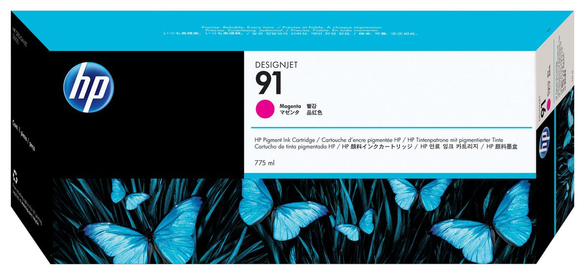 HP Ink Magenta 775 ml. 91 775-ml Magenta DesignJet Pigment Ink Cartridge, Pigment-based ink, 775 ml, 1 pc(s)