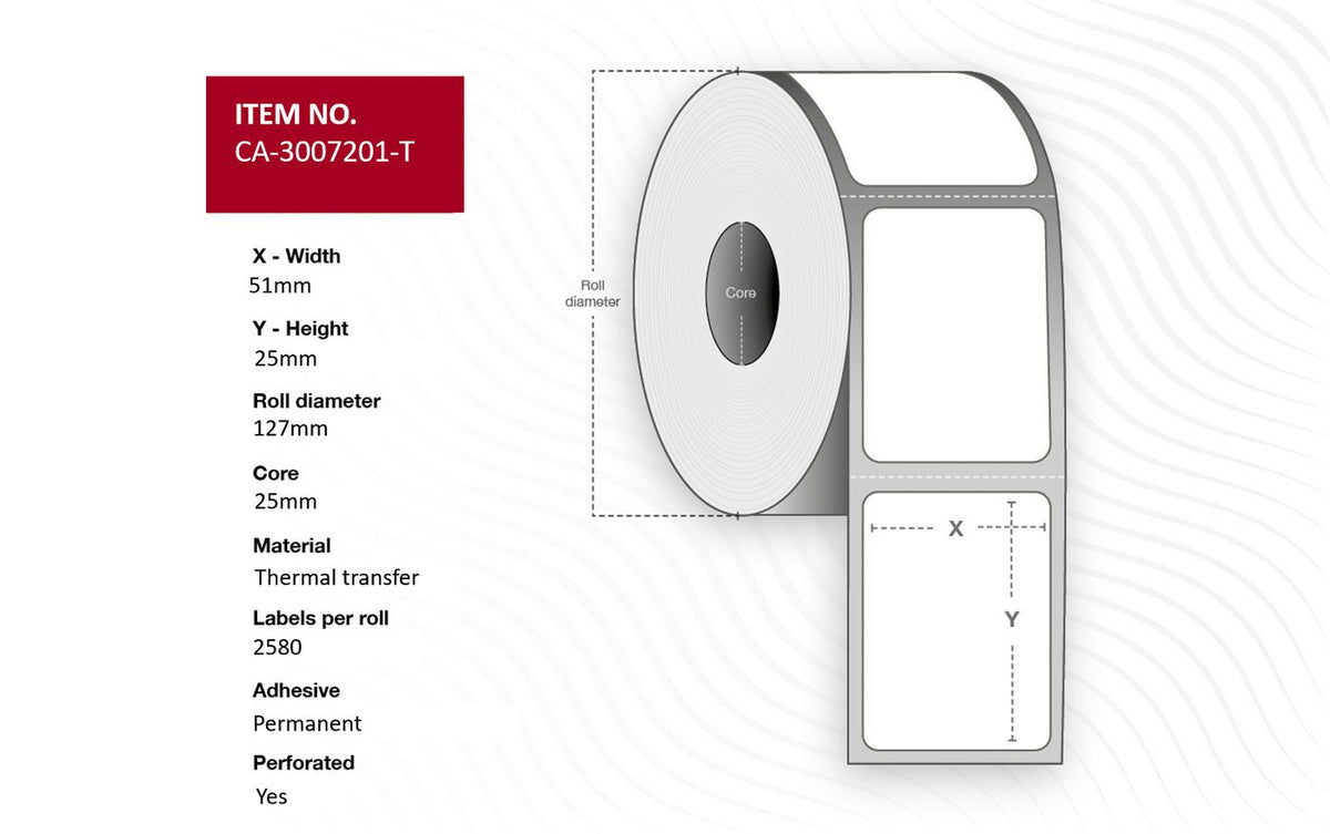 Capture CA-3007201-T printer label White