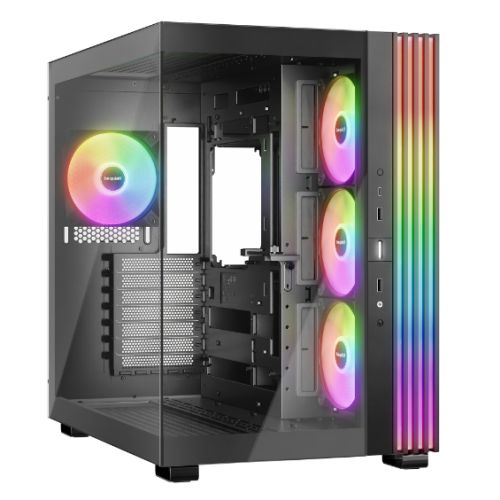 Be Quiet! Light Base 600 LX ARGB Gaming Case w/ Glass Front & Side, ATX, Invertible, 4x ARGB Fans, 1.33M ARGB Strip & Controller, USB-C, Asus BTF Compatible, Black