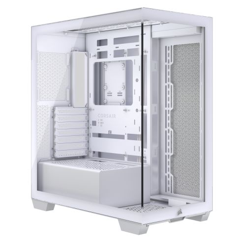 Corsair 3500X Gaming Case w/ Glass Side & Front, E-ATX, No Fans, USB-C, Asus BTF Compatible, White