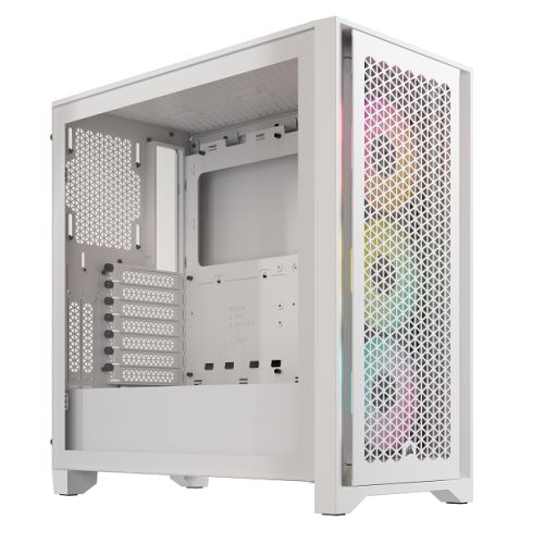 Corsair iCUE 4000D RGB AIRFLOW Gaming Case w/ Glass Window, E-ATX, 3x AF120 RGB Fans, High-Airflow Front, USB-C, RGB Controller, White