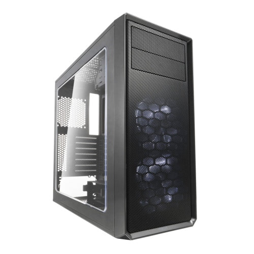 Fractal Design Focus G (Gunmetal) Gaming Case w/ Clear Window, ATX, 2 White LED Fans, Kensington Bracket, Filtered Front, Top & Base Air Intakes