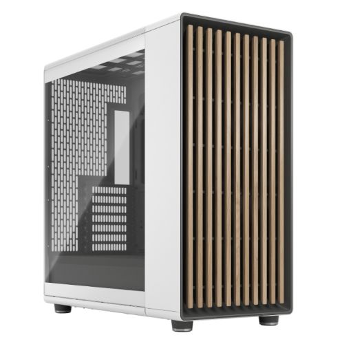 Fractal Design North XL Chalk White (TG Clear) Case w/ Clear Glass Window, E-ATX, 3 PWM Fans, USB-C, Oak Front