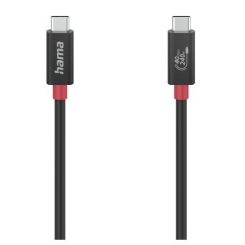 Hama USB4 Gen3 40Gbps Type-C Male to Male 240W EPR Cable, 5 AMP,  Power Delivery, High-Speed Data Transfer, 1 Metre, Black