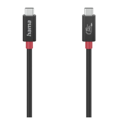Hama USB4 Gen3 40Gbps Type-C Male to Male 240W EPR Cable, 5 AMP, Power Delivery, High-Speed Data Transfer, 1 Metre, Black