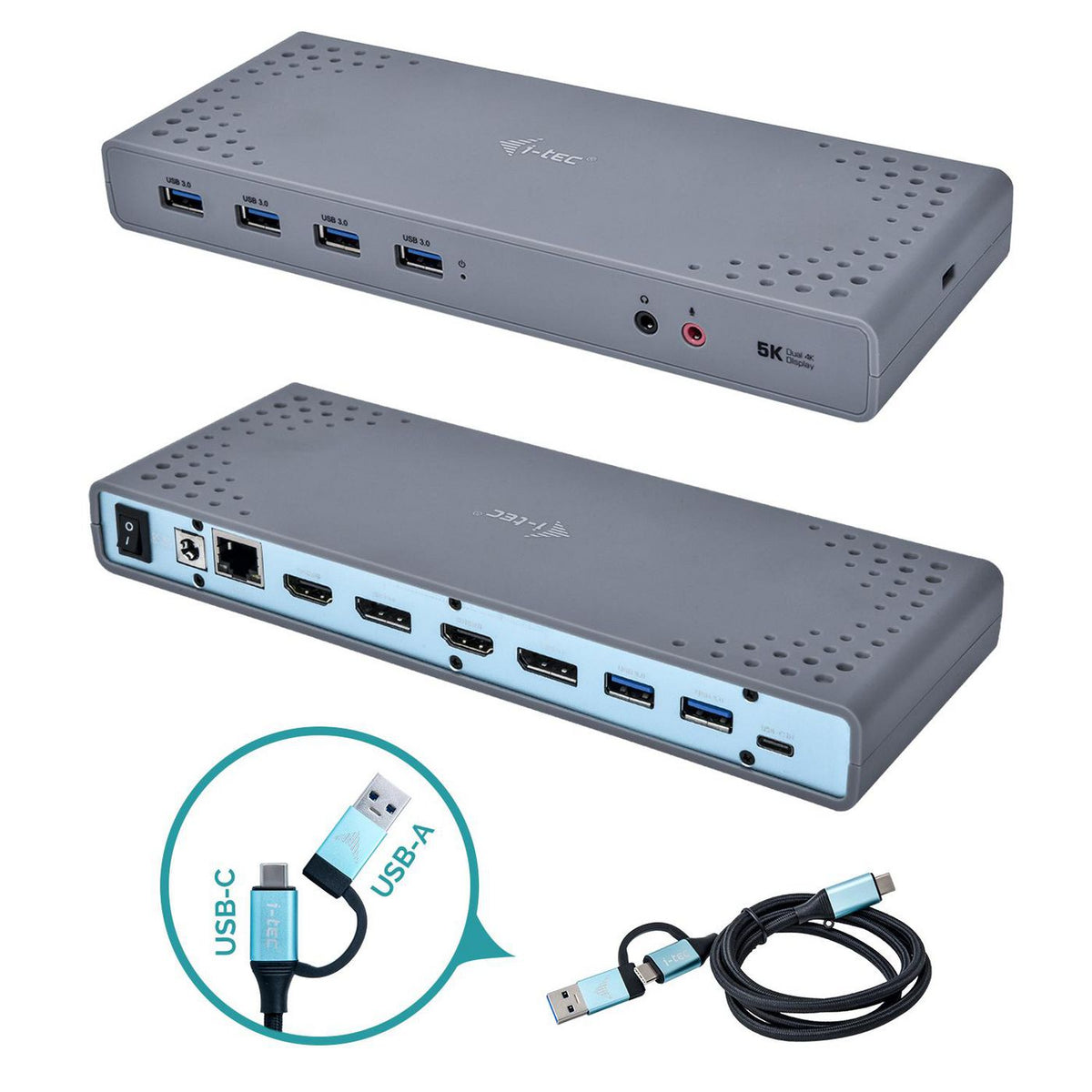 i-tec USB-C/A DOCKING STATION USB 3.0 / USB-C / Thunderbolt EU USB 3.0 / USB-C / Thunderbolt 3 Dual Display Docking Station, Wired, USB 3.2