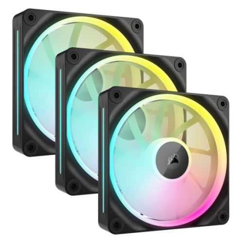 Corsair iCUE LINK LX120 12cm PWM RGB Case Fans (3-Pack), 18 RGB LEDs, Magnetic Dome Bearing, 2400 RPM, iCUE LINK Hub Included, Black