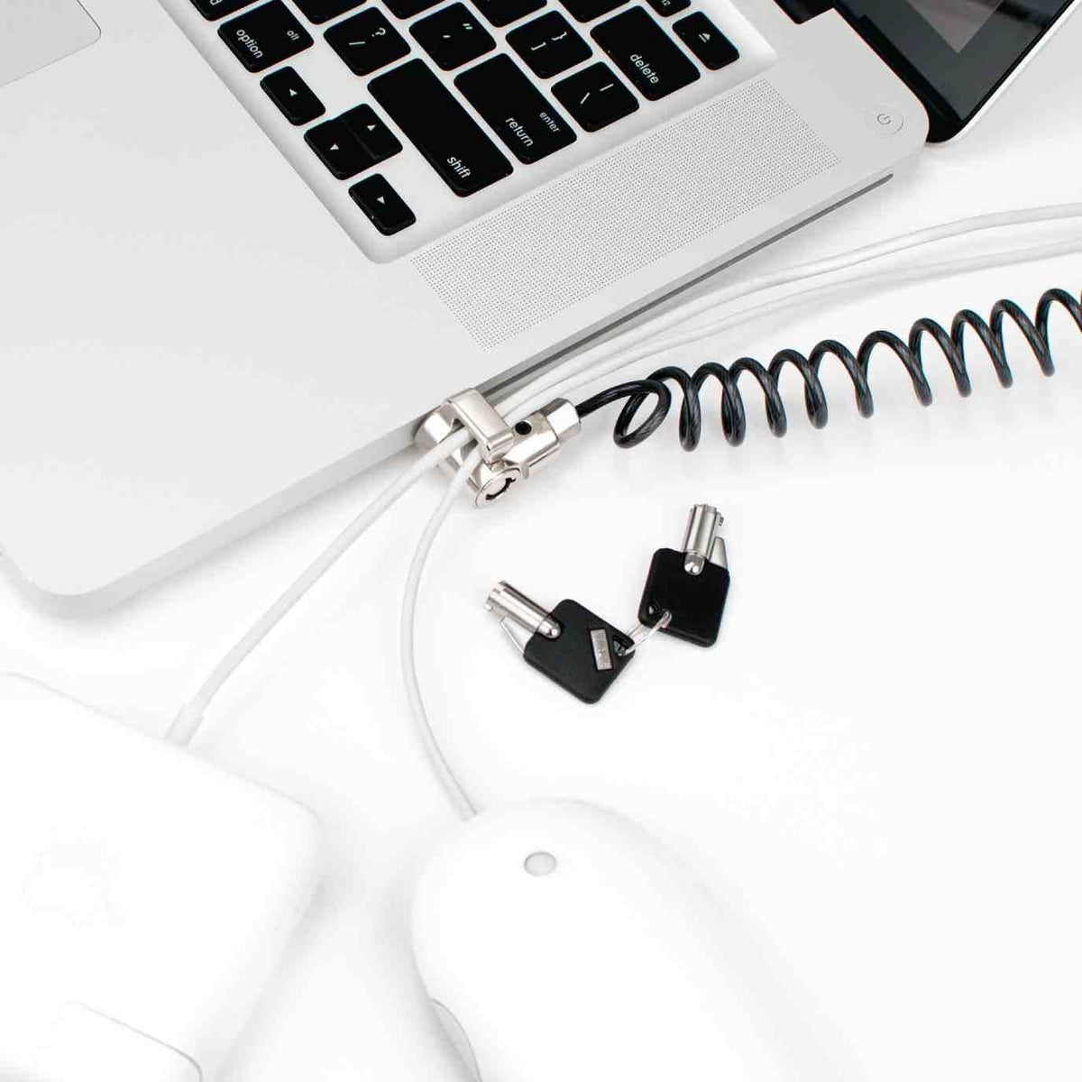 Compulocks Universal Coiled Lock Universal Coiled Security Cable Lock T-bar with peripheral Security Trap