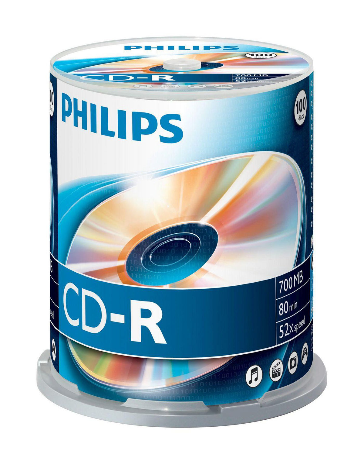 Philips 700MB / 80 min 52 x CD-R CD-R CR7D5NB00/00, CD-R, 700 MB, 100 pc(s), 80 min, 52x