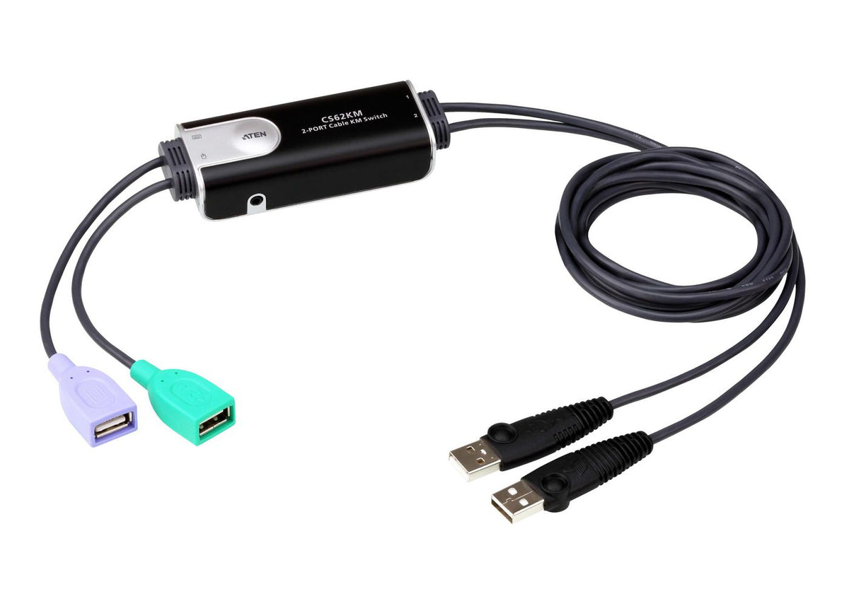 Aten 2-Port USB Boundless Cable KM Switch 2-Port USB Boundless Cable KM Switch, 1.8 m, USB, USB, Black, USB, 2 x USB Type A