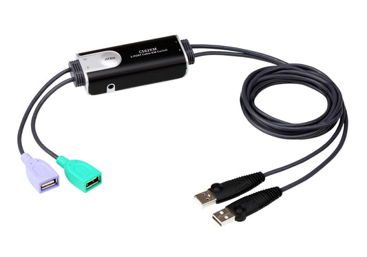 Aten 2-Port USB Boundless Cable KM Switch 2-Port USB Boundless Cable KM Switch, 1.8 m, USB, USB, Black, USB, 2 x USB Type A