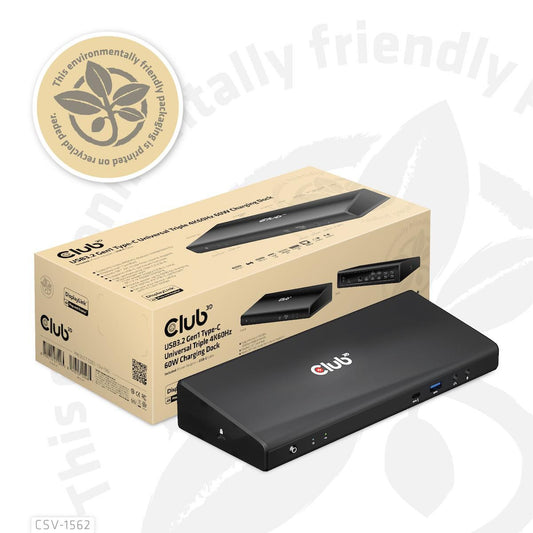 Club3D 562 Is An Usb3.2 Gen1 Type-C Universal Triple 4K30Hz Charging Docking Station And Is Displaylink Certified. The Universal Charging