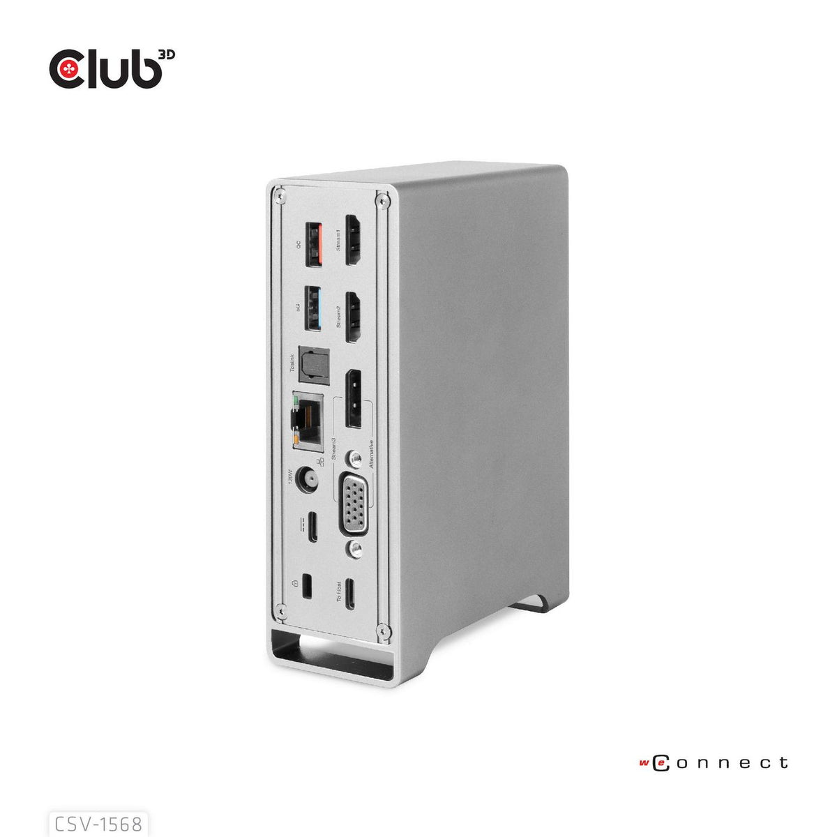 Club3D Docking Station(Metal Casing)1X Usb Gen2 Type-C Female (Data) 2X Usb Gen2 Type-A Female 1X Usb Gen1 Type-A Female 1X Usb Type-A