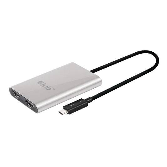 Club3D Thunderbolt 3 to Dual HDMI 2.0 Thunderbolt 3 to Dual HDMI 2.0 Adapter, HDMI, HDMI 2.0, 3840 x 2160 pixels, Grey,Silver, 60 Hz, 0.27 m