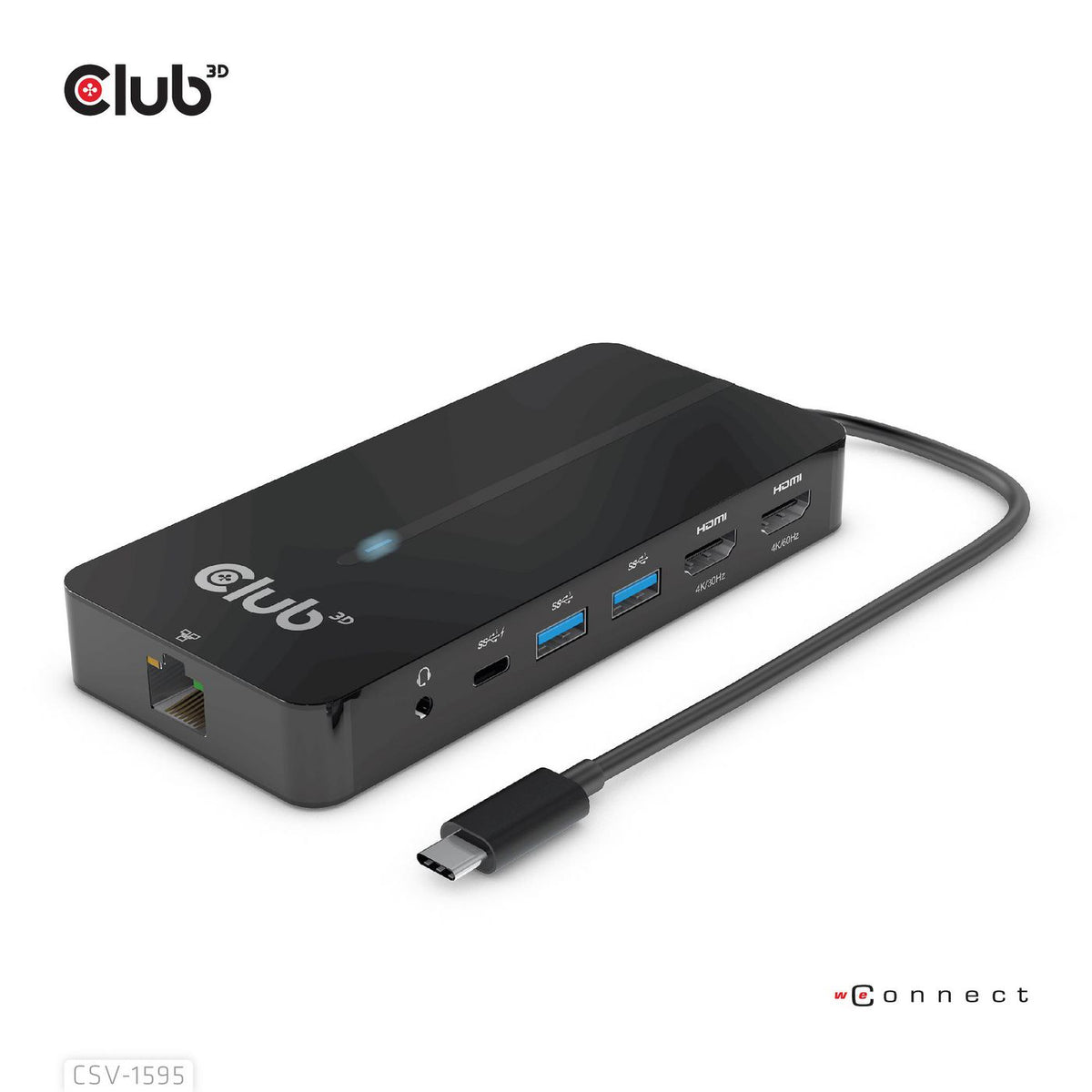 Club3D Type-C 7-In-1 Hub With 2X Hdmi, 2X Usb Gen1 Type-A, 1X Rj45, 1X 3.5Mm Audio, 1X Usb Gen1 Type-C 100W Female Port