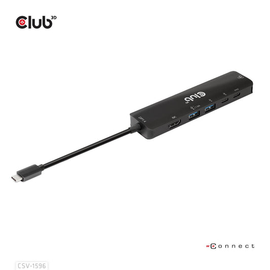 Club3D Usb Gen1 Type-C, 6-In-1 Hub With Hdmi 8K30Hz, 2Xusb Type-A, Rj45 And 2Xusb Type-C, Data And Pd Charging 100 Watt