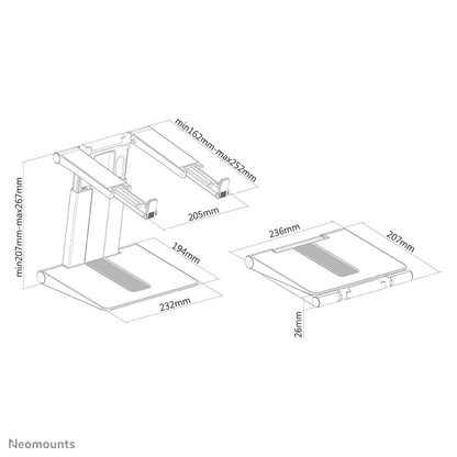 Neomounts NSLS200 Laptop stand 10-17" - height adjustable - foldable - compact - universal