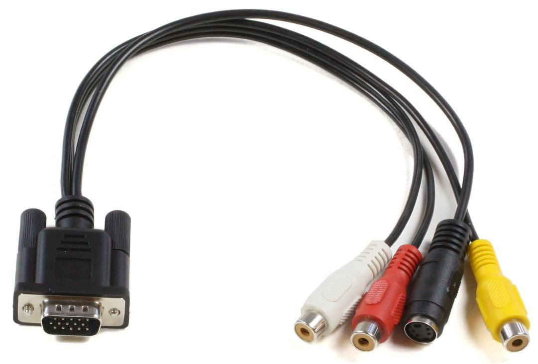 Microconnect MONGGSV video cable adapter 0.2 m VGA (D-Sub) RCA + S-Video Black