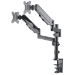 Manhattan Dual Desk Mount for TV & Monitors (Full Motion Gas Spring), For screens 10" to 27", Clamp or Grommet Assembly, VESA compatibility: 75x75 and 100x100mm - check the dimensions of the four mounting holes on back of screen to ensure it fits, Max 8kg