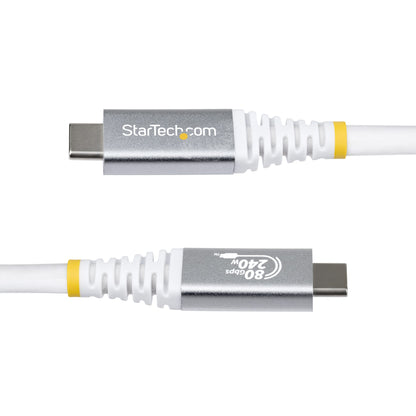 StarTech.com 1m (3ft) USB4 Cable, 80Gbps, USB-IF Certified USB-C Cable, 240W PD, 8K 120Hz/4K 240Hz DP2.1 DP80, TPE Jacket, Thunderbolt 4 Compatible - White USB-C Cord