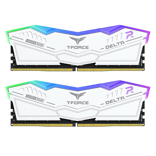 Team T-Force Delta RGB 32GB Kit (2 x 16GB), DDR5, 8000MHz (PC5-6400), CL38, ECC, XMP 3.0, PMIC, DIMM Memory, White