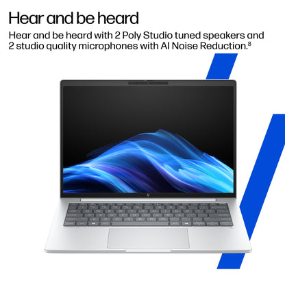 HP EliteBook 8 G1i Next Gen AI PC Wolf Pro Security Edition Copilot+ PC Intel Core Ultra 5 226V Laptop 35.6 cm (14") WUXGA 16 GB LPDDR5x-SDRAM 512 GB SSD Wi-Fi 7 (802.11be) Windows 11 Pro Silver