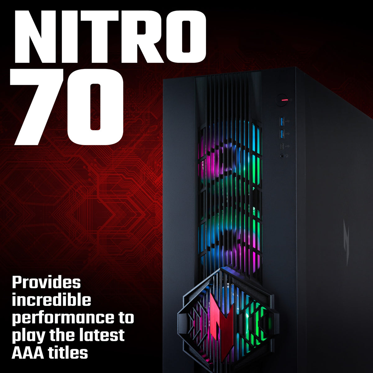 Acer NITRO 70 N70X3D-100 - AMD Ryzen 7 9800X3D CPU, RTX 5080 GPU, 32GB, 2TB SSD, Gaming Desktop