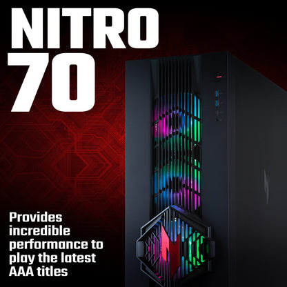 Acer NITRO 70 N70X3D-100 - AMD Ryzen 7 9800X3D CPU, RTX 5080 GPU, 32GB, 2TB SSD, Gaming Desktop