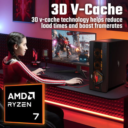 Acer NITRO 70 N70X3D-100 - AMD Ryzen 7 9800X3D CPU, RTX 5080 GPU, 32GB, 2TB SSD, Gaming Desktop