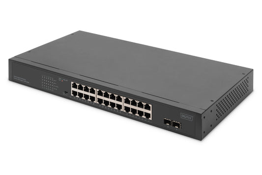 Digitus 24-Port Gigabit Netzwerkswitch, 19 Zoll, unmanaged,2 Uplink Ports, SFP