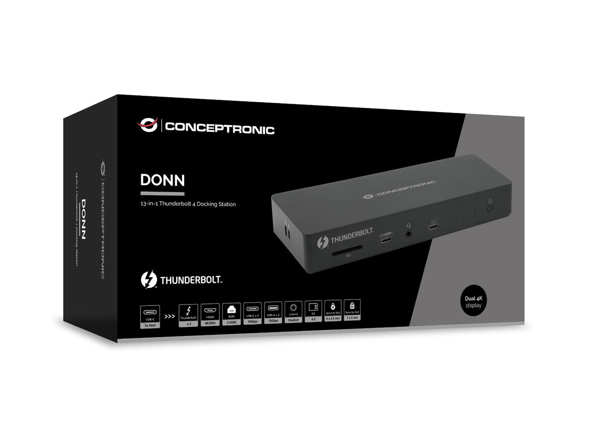 Conceptronic DONN30B 13-in-1 Thunderbolt 4 Docking Station