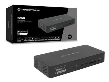 Conceptronic DONN31B 17-in-1 DisplayLink Docking Station USB 3.2 Gen 2