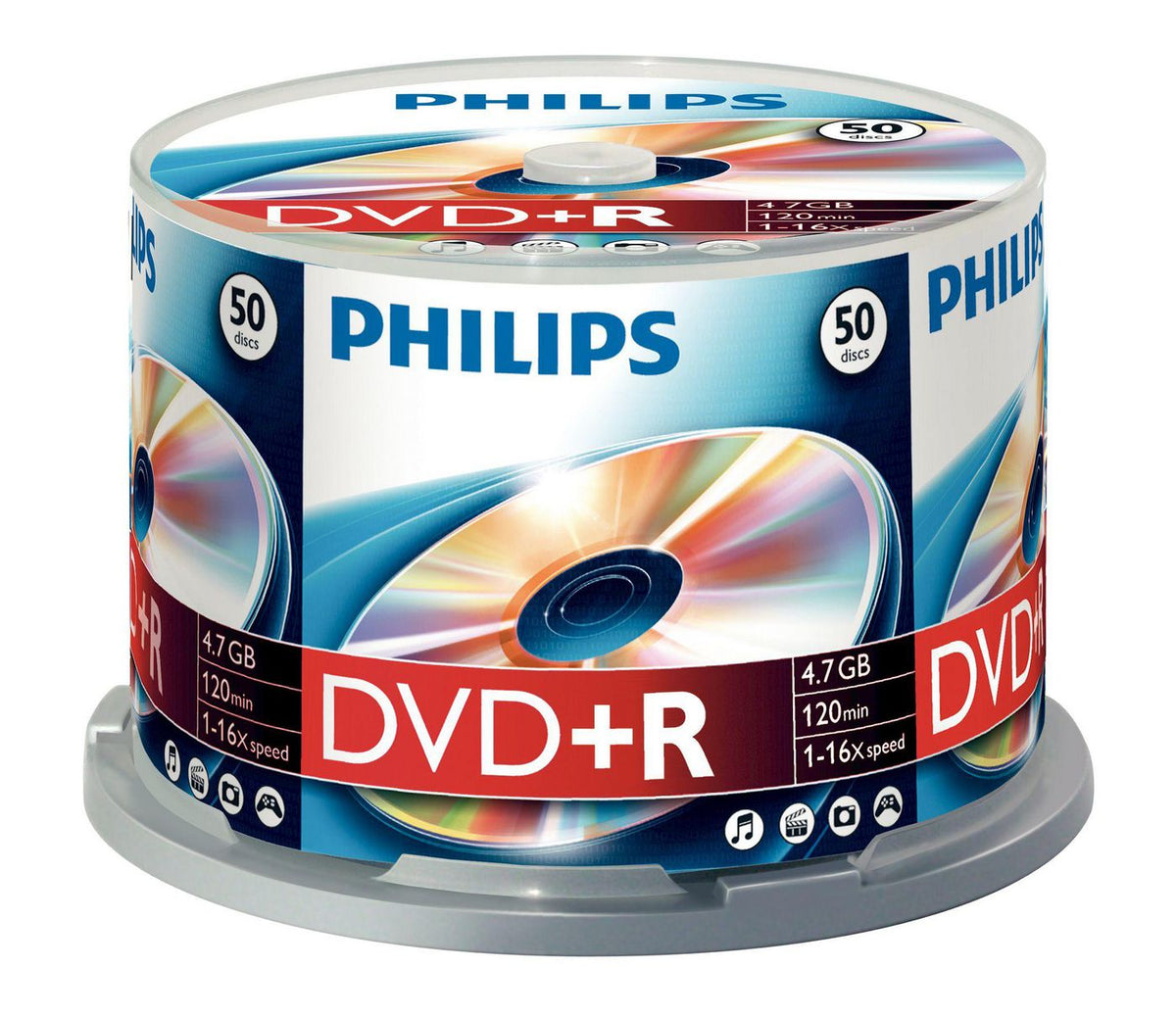Philips 50 x DVD+R 4.7GB/120 min. DVD+R DR4S6B50F/00, 4.7 GB, 120 min, DVD+R, 16x, 4.7 GB