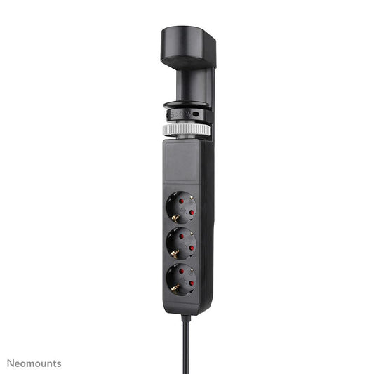 Neomounts DS22-840BL6, VOLT Desk Socket with Clamp, 2 x USB-C (20W), 1x USB-A (18W), 3 x 230V. Cocket Type F 3680 Watt, 1.4m Cord, Quick charge,