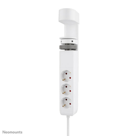 Neomounts DS22-840WH6, VOLT Desk Socket with Clamp, 2 x USB-C (20W), 1x USB-A (18W), 3 x 230V. Cocket Type F 3680 Watt, 1.4m Cord, Quick charge,