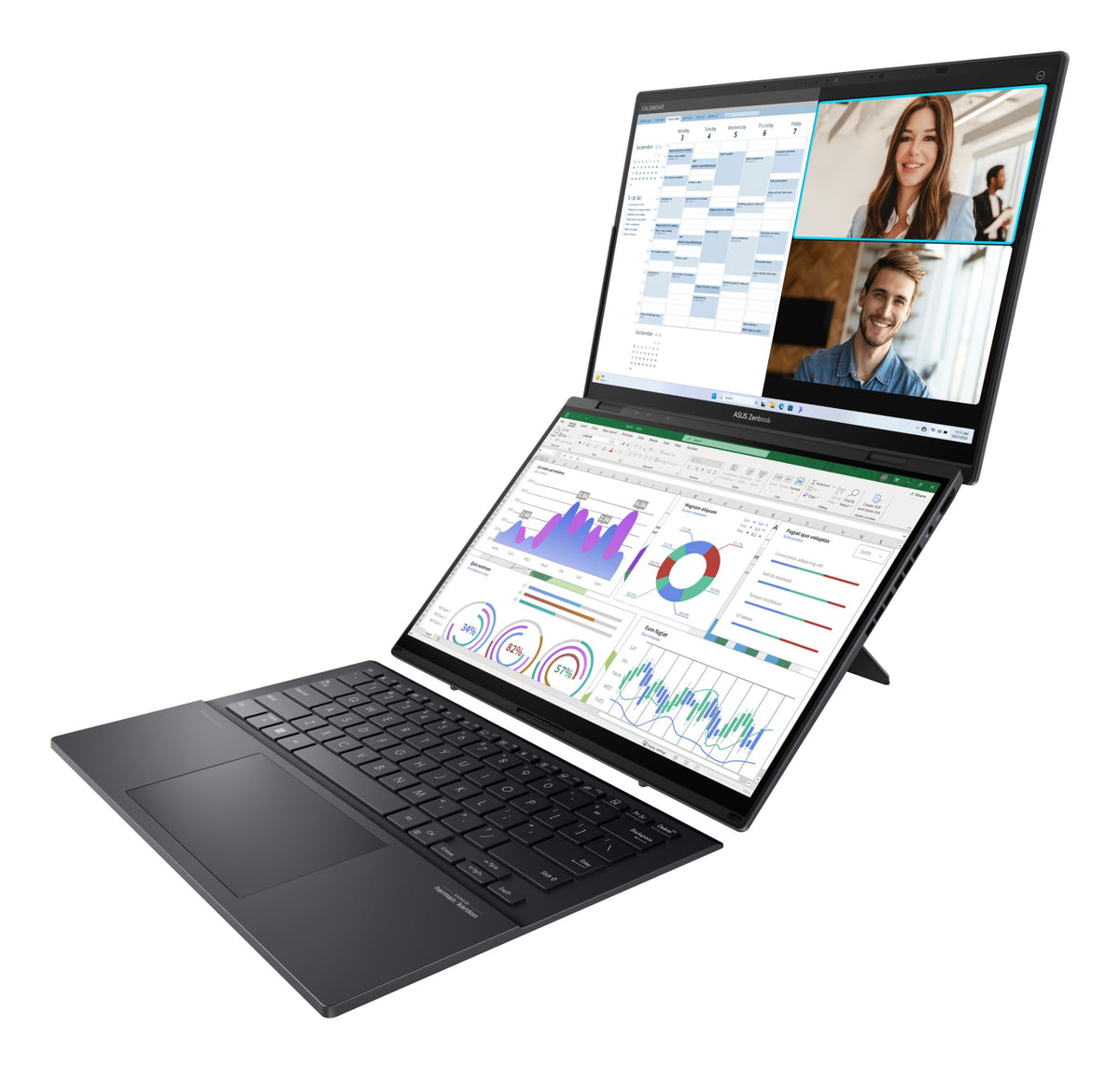 ASUS Zenbook Duo UX8406CA-QL289W Intel Core Ultra 9 285H Hybrid (2-in-1) 35.6 cm (14") Touchscreen WUXGA 32 GB LPDDR5x-SDRAM 2 TB SSD Wi-Fi 7 (802.11be) Windows 11 Home Grey