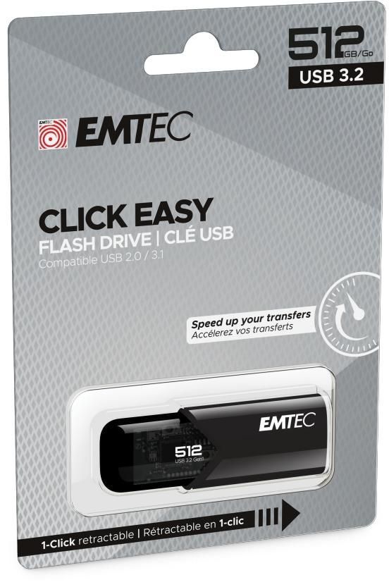 Emtec B110 Click Easy 3.2 Usb Flash Drive 512 Gb Usb Type-A 3.2 Gen 2 (3.1 Gen 2) Black