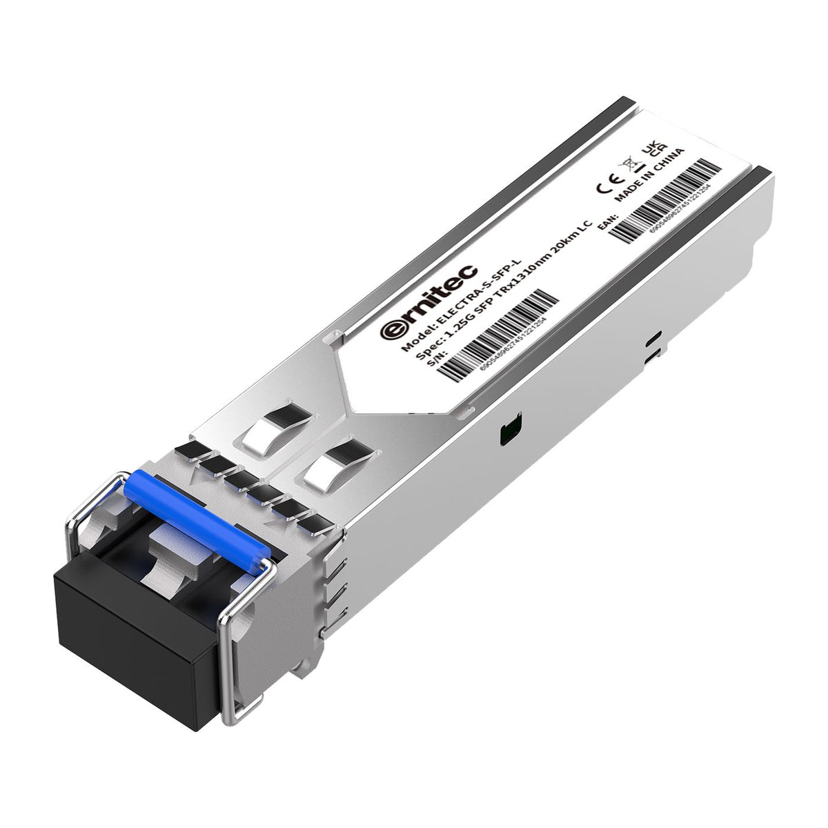 Ernitec Small Form Factor LC Duplex Pluggable (SFP) transceiver data link up to 10KM in 9/125um single mode fiber