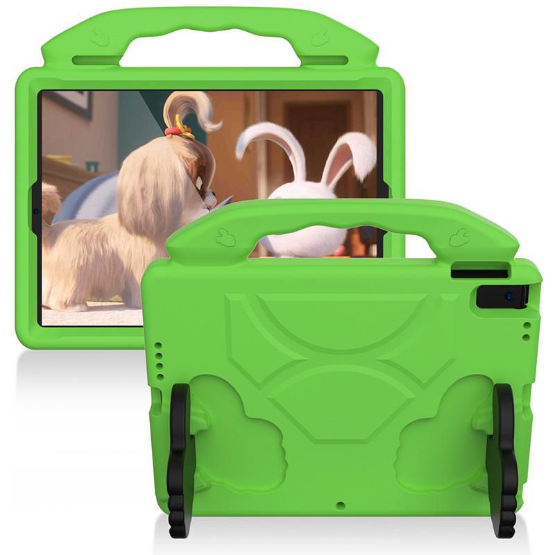 eSTUFF iPad 11th/10th gen Green HANDY Kids Case with handle and foldable hands for stand mode