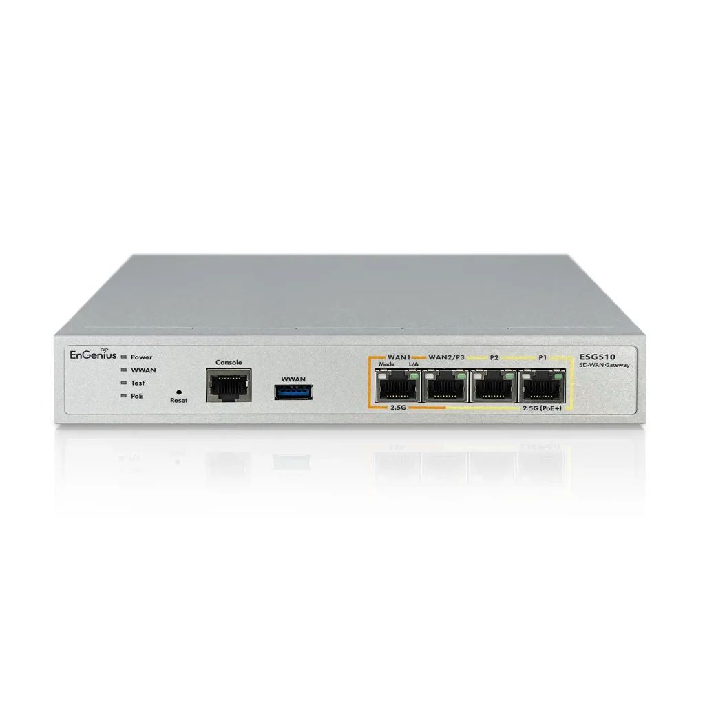 EnGenius Managed Desktop 4 x 2.5 GbE USB port for 4G/5G backup VPN router, FirewallSecurity Gatewaywith 1 x PoE+