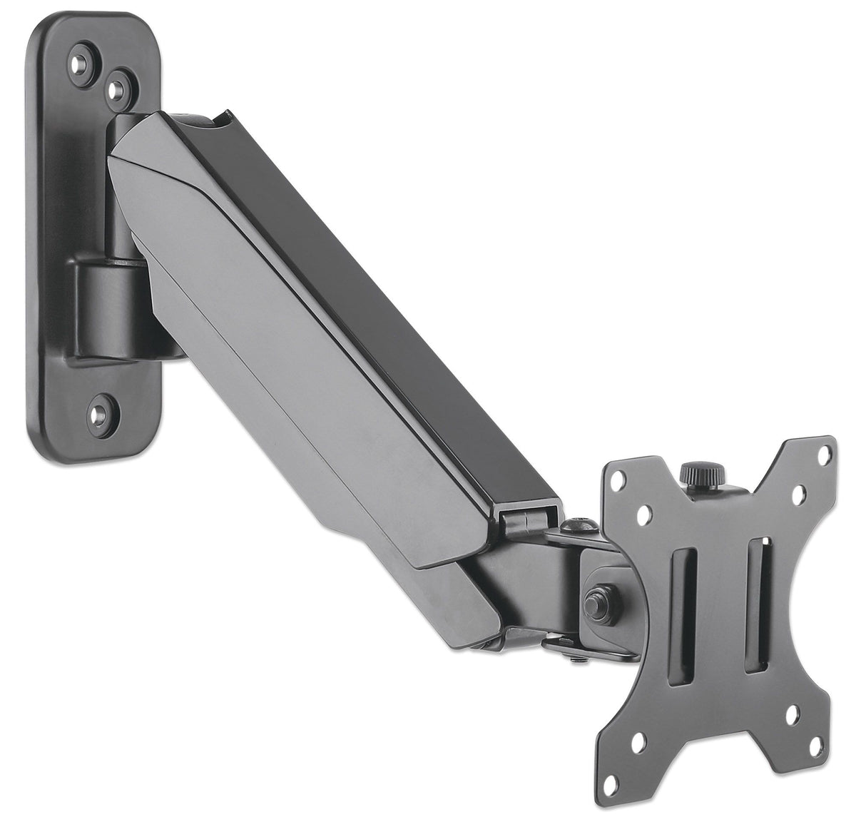 Manhattan Wall Mount for TV & Monitors (Spring Arm 2 pivots), For screens 17" to 32", VESA compatibility: 75x75mm and 100x100mm - check the dimensions of the four mounting holes on back of screen to ensure it fits, Max 8kg, Black, Bracket, Lifetime Warran