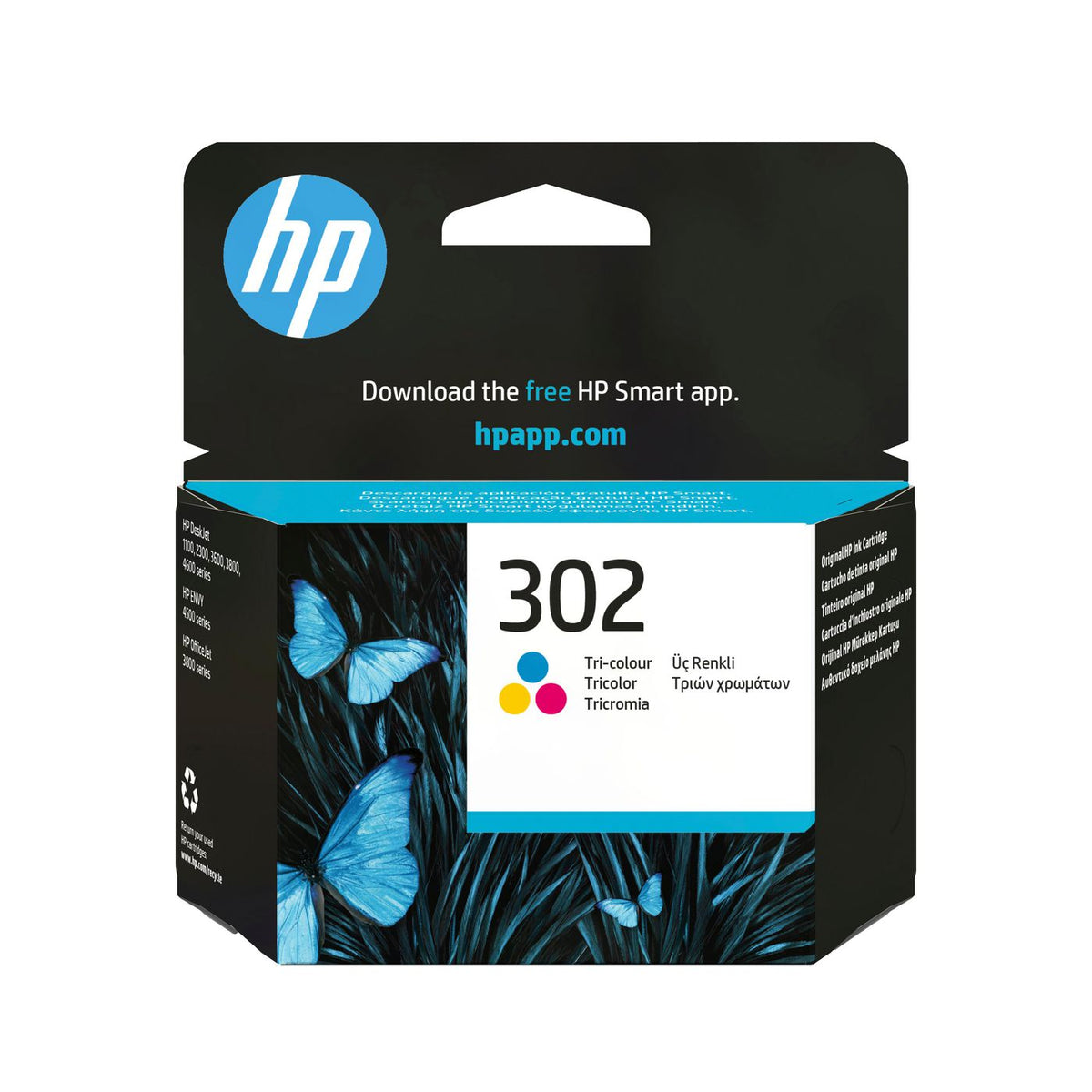 HP Ink 302 C/M/Y 302 Tri-color Original Ink Cartridge, Original, Pigment-based ink, Cyan,Magenta,Yellow, Deskjet 1110,