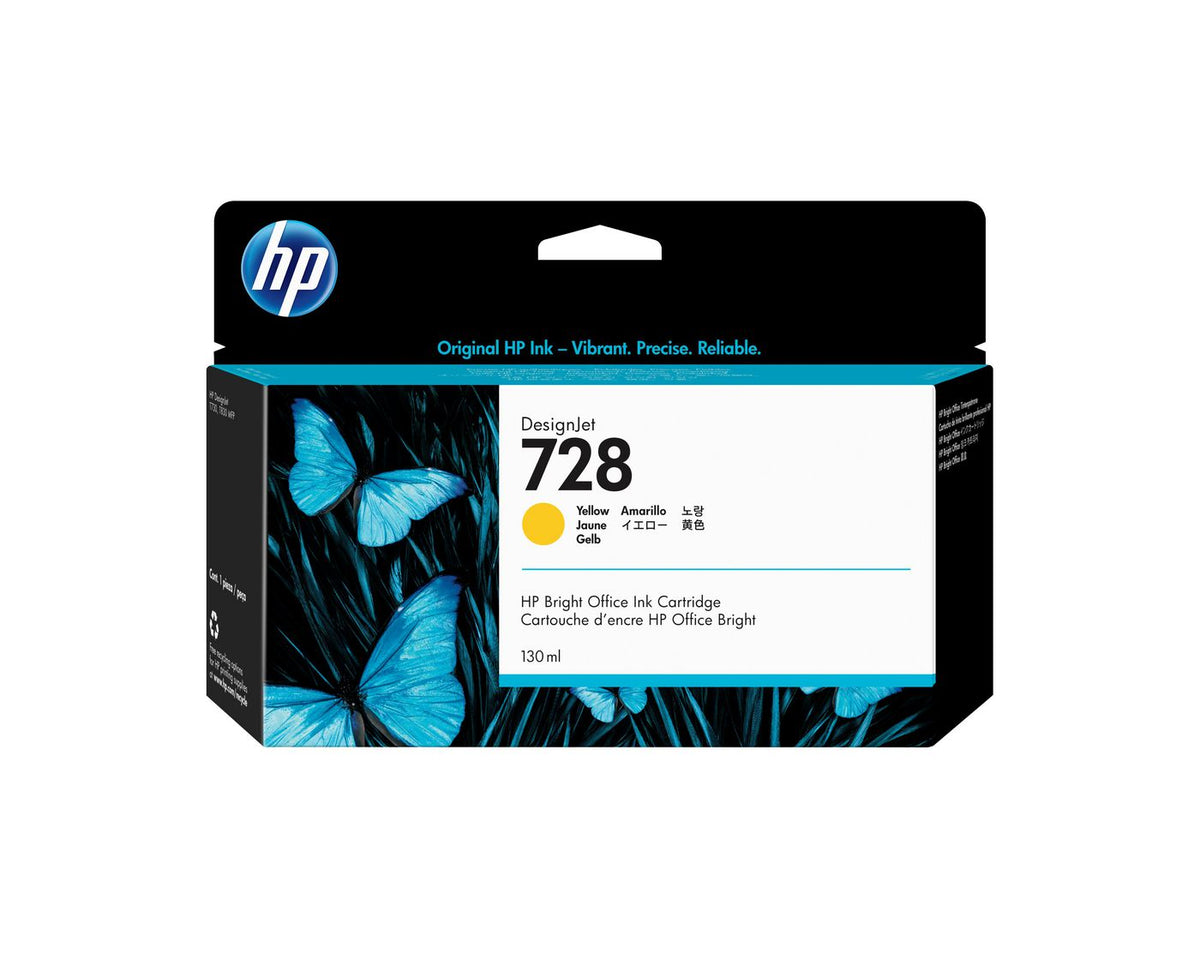 HP Ink 728 Yellow 728 130-ml Yellow DesignJet Ink Cartridge, Dye-based ink, 130 ml, 1 pc(s)
