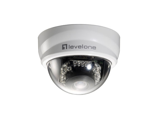 LevelOne 2-Megapixel Day/Night PoE Fixed Dome IP Network Camera, 2-Megapixel, 802.3af PoE, IR LEDs, IP security camera, Indoor & outdoor, Wired,