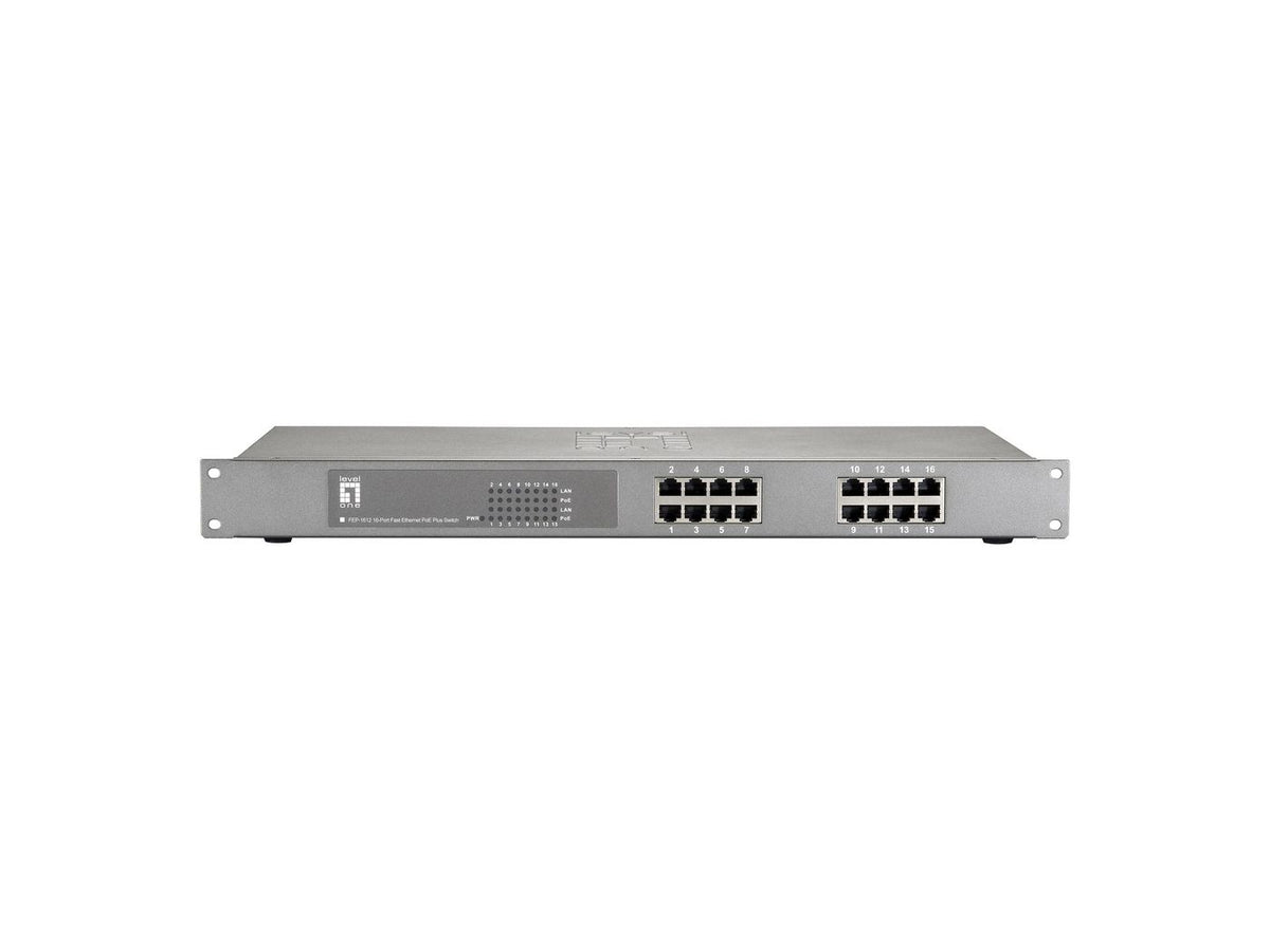 LevelOne 16x FE PoE, 802.3at PoE+ 120 W 16-Port Fast Ethernet PoE Switch, 802.3at/af PoE, 120W, Fast Ethernet (10/100), Full duplex, Power over