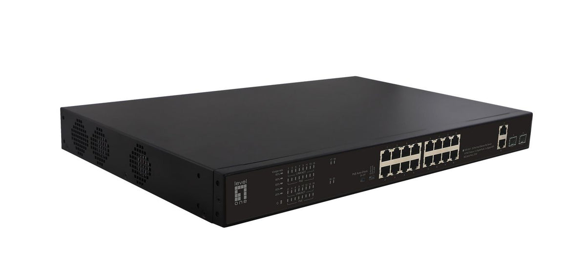 LevelOne Network Switch Unmanaged Fast Ethernet (10/100) Power Over Ethernet (Poe) 1U Black