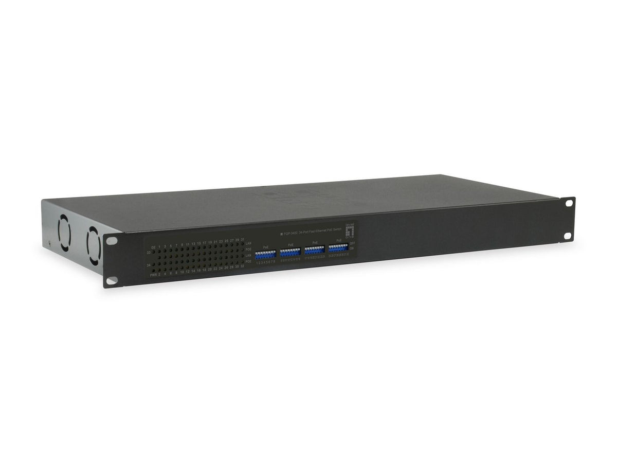 LevelOne 34-Port Fast Ethernet Poe Switch, 802.3At/Af Poe, 32 Poe Outputs, 2 X Gigabit Rj45, 380W