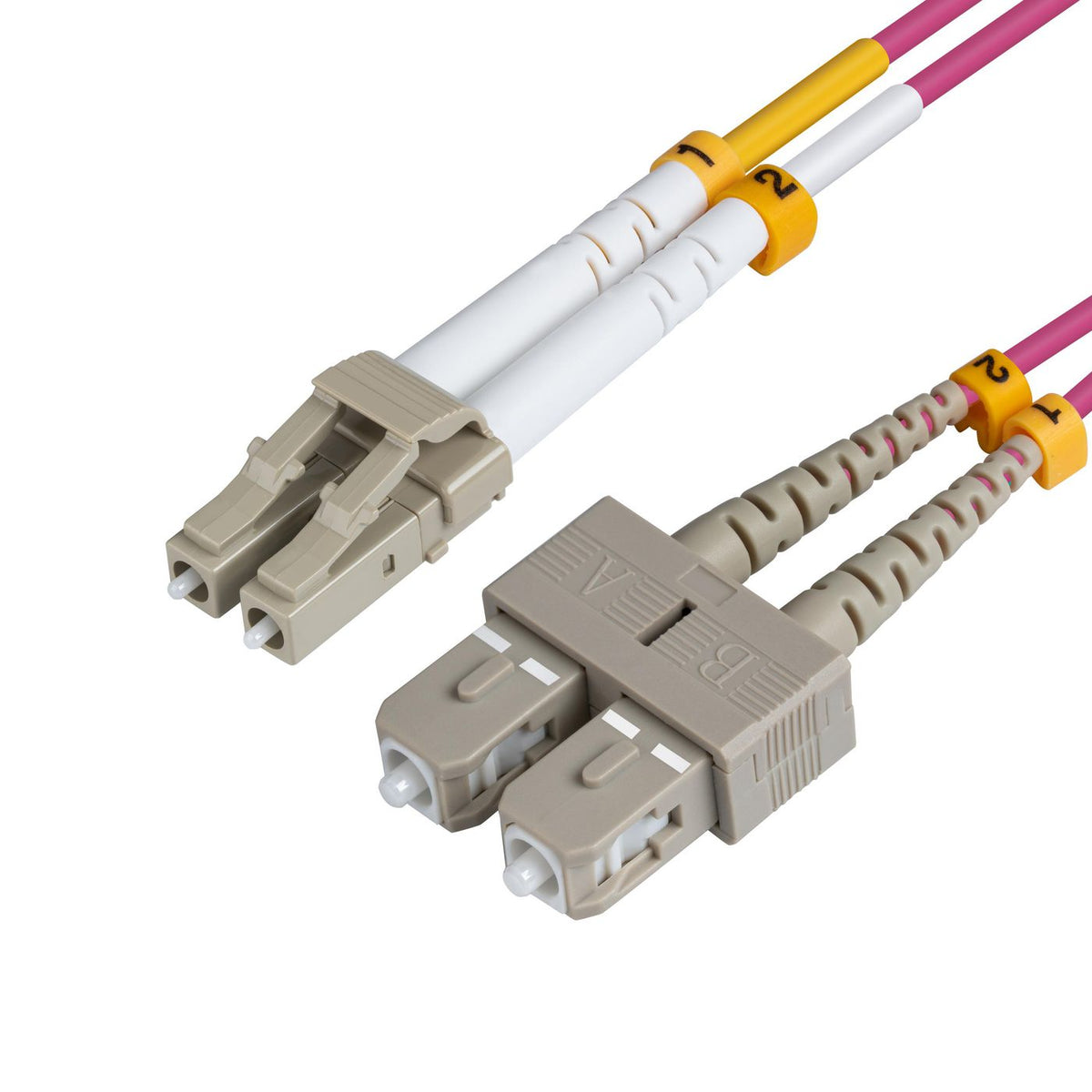 MicroConnect LC/UPC-SC/UPC 2m OM4 Fibre Patch Cable MM Duplex LSZH, OD: 2mm, 0.3dB Erica Violet