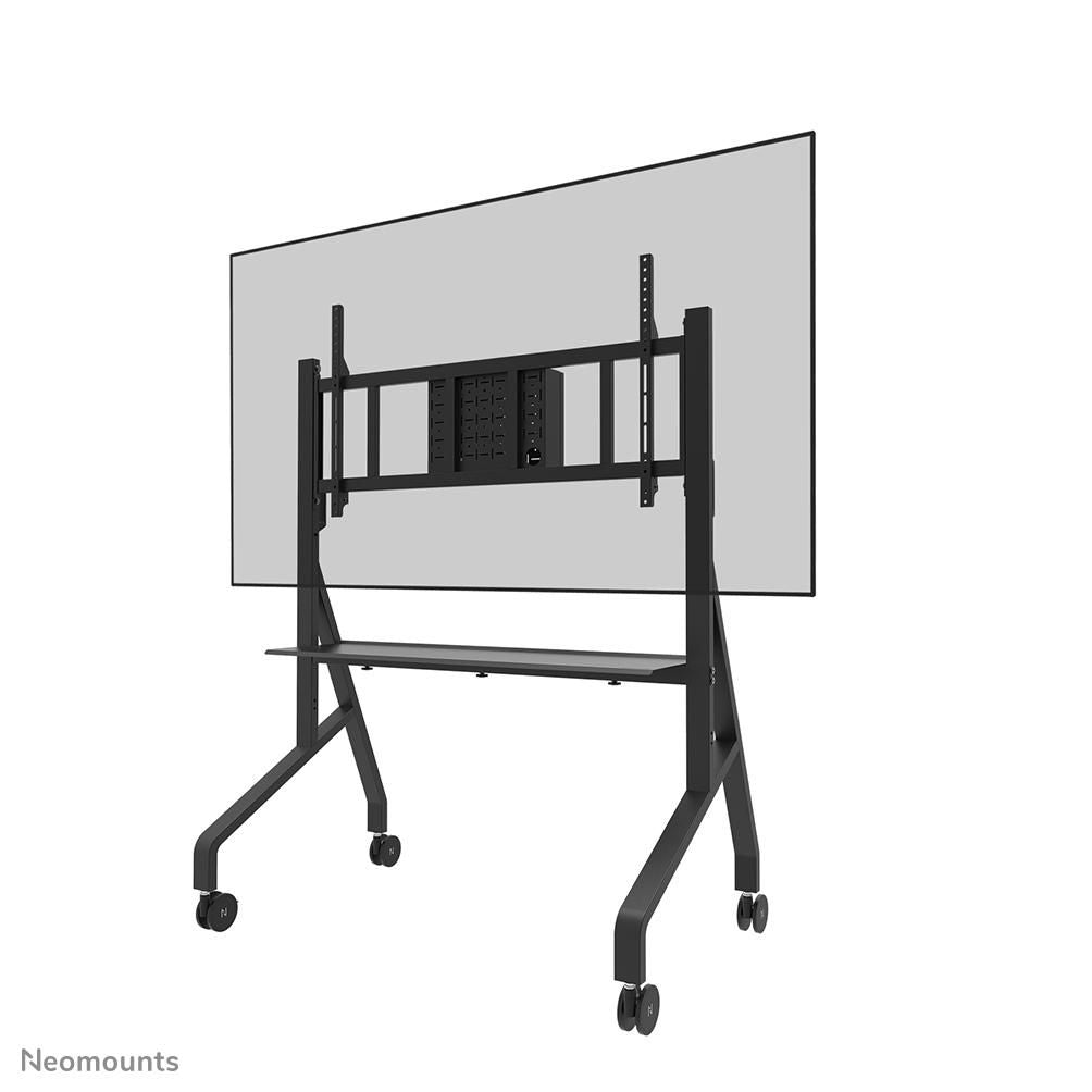 Neomounts FL50-575BL1, Mobile Display Trolley, 65-110", Max 125 kg, Manual H:129-139cm, VESA 100x100-1100x600, Incl. Hardware shelf, Lockable